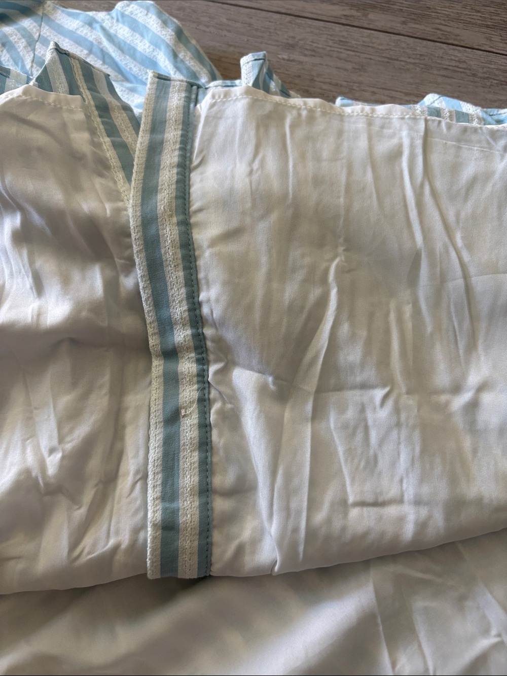 Women’s XS Prosperina Summer Light Blue Stripe Tie-Waist Dress Cotton Brand New - Picture 7 of 9